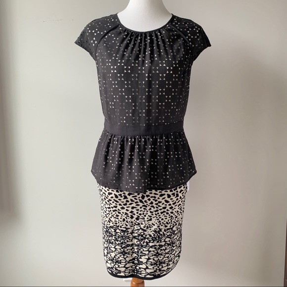 Velvet Skinny Black and Cream Leopard Print Skirt - Picture 3 of 8